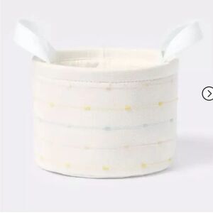 Small Round Bin with Slub Stitching - Cream - Cloud Island